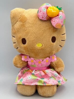 NEW-HAWAII Special Edition DOLE PLANTATION Hello Kitty Plush PINK LEI & Dress 8''