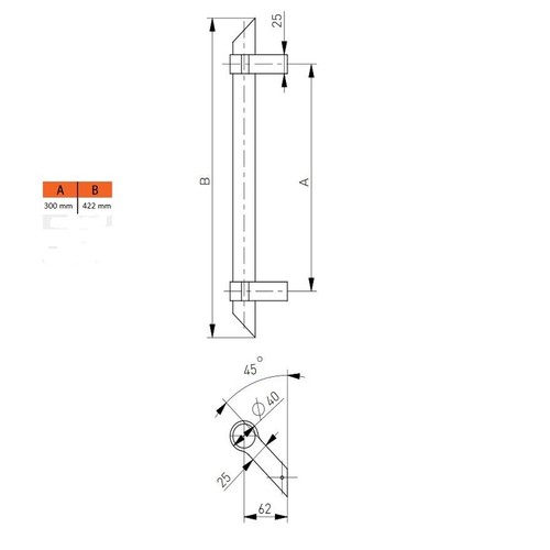 Genuine stainless steel rod handle series 104.MA front door handle bump door handle matte - Picture 10 of 25