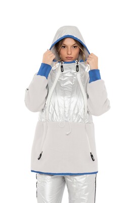 6500$ Giorgio Armani NEVE Woman Shiny Silver Techno Pile Snow Suit 38 IT  US