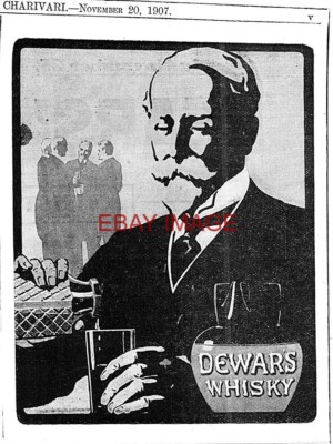 Reklame für DEWARS Scotch Whisky Antik Original 1907 Kleingedrucktes Ad 734/01