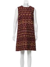 Dolce and Gabbana Key Print Matelasse Barocco Dress L/10/46IT Burgundy