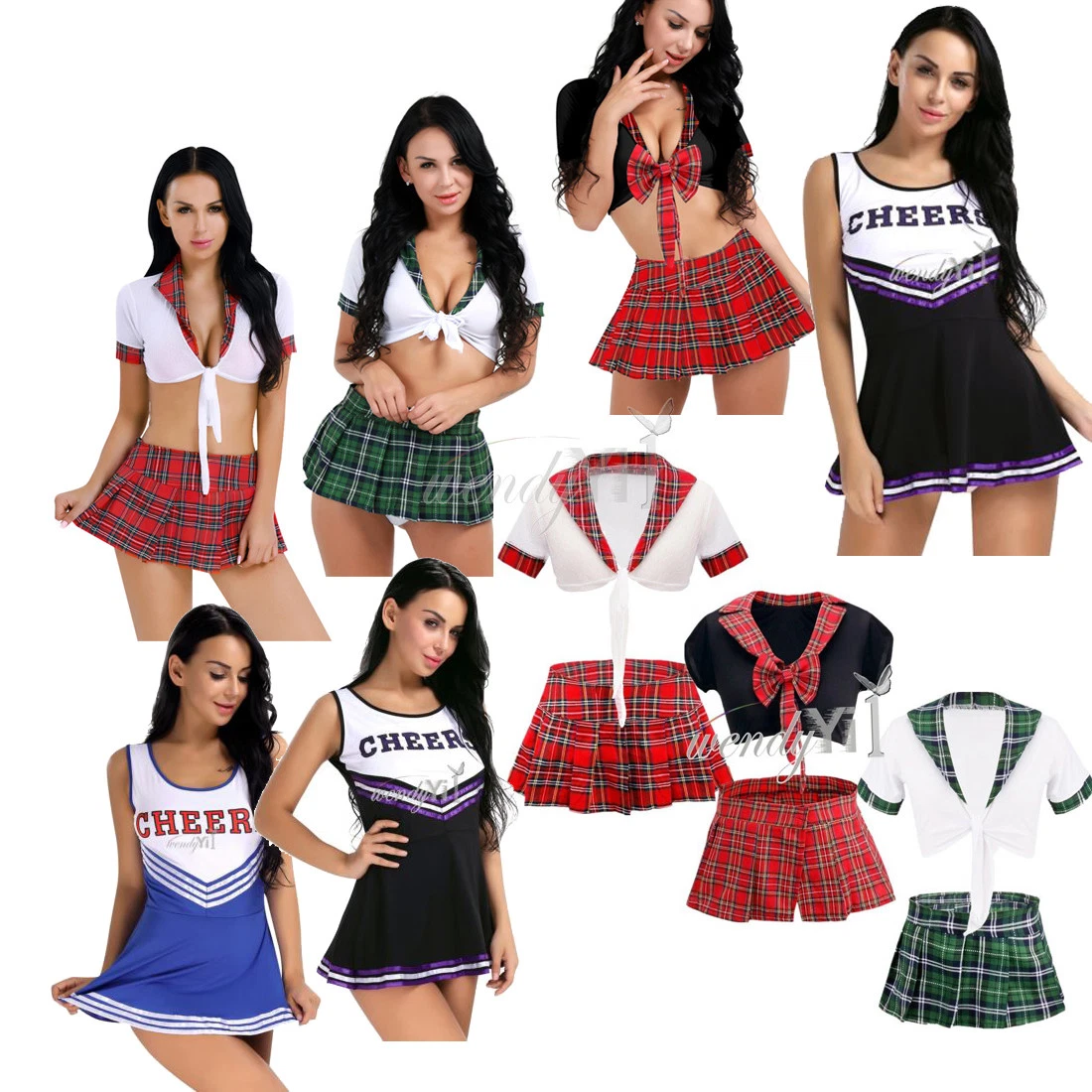 School Girl Sexey - UK Sexy Women Student Cheerleader Hot School Girl Tops Skirt Fancy Dress  Costume | eBay