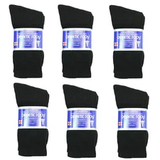 New Diabetic Crew Socks Circulatory Health Cotton Loose Fit Top 6 Pairs 