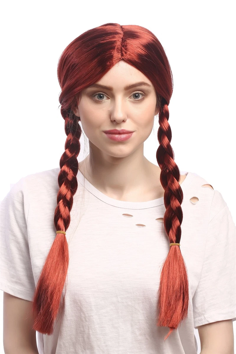 Parrucca Rossa Con Trecce Intrecciate Per Donna - Carnevale Cosplay Scolaretta - WIG ME UP - Foto 3