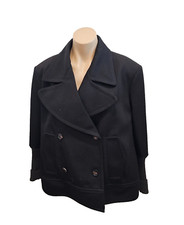 Chloe Black Oversized Wool Double Breasted Blazer With Knitting At Sleeves - 38