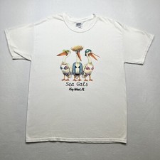 Camicia vintage anni 90 grande 'Sea Gals' glitter patriottica USA spiaggia manica corta