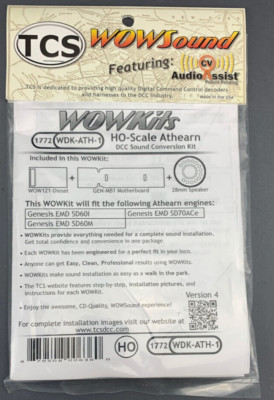 TCS WowSound 1772 WDK-ATH-1 Athearn DCC Conversion Kit NIP!