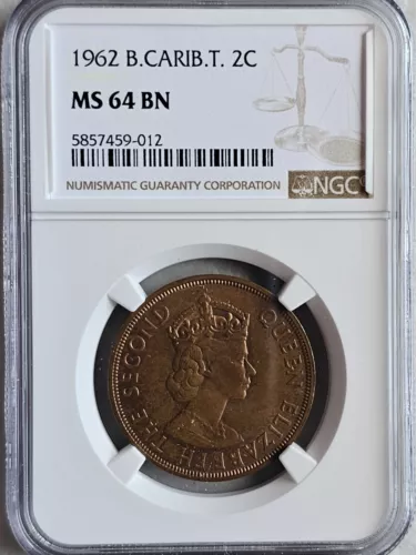 British Caribbean Territories 2 Cents 1962 NGC MS 64 BN