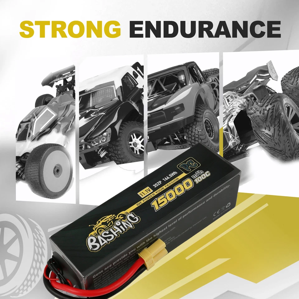 2X Gens Ace Bashing 11.1V 100C 3S 15000mAh Lipo Battery EC5 Plug For Arrma Car - Image 2 of 4