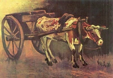 Ox carts with brown Ox by Vincent Van Gogh Giclee Fine Art Print Repro on Canvas