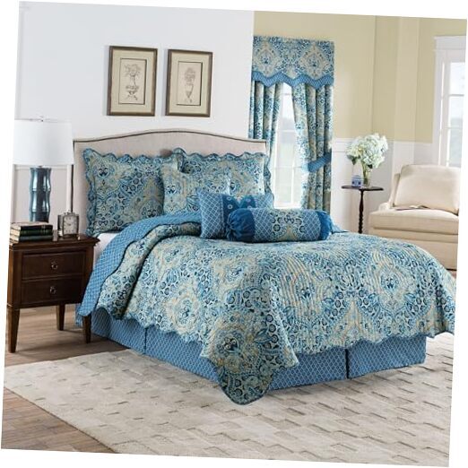 Moonlit Shadows Bohemian Medallion 4-Piece Reversible Set Bed Full/Queen Quilt