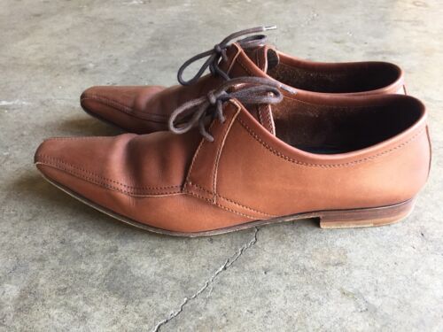 Miu Miu Leather Lace-up Pointed Shoes Sz 7 Brown - Picture 1 of 6