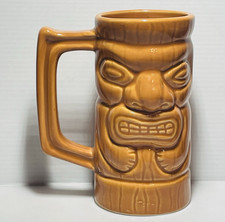 Tiki Mug with Handle Brown Ceramic Made in The USA for Microsoft 5 5/8" Tall.