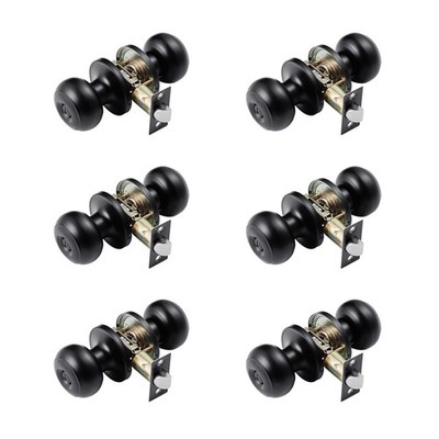 Uimoso Matte Black Interior Door Knobs for Bedroom and Bathroom, 6-Pack, Keyless
