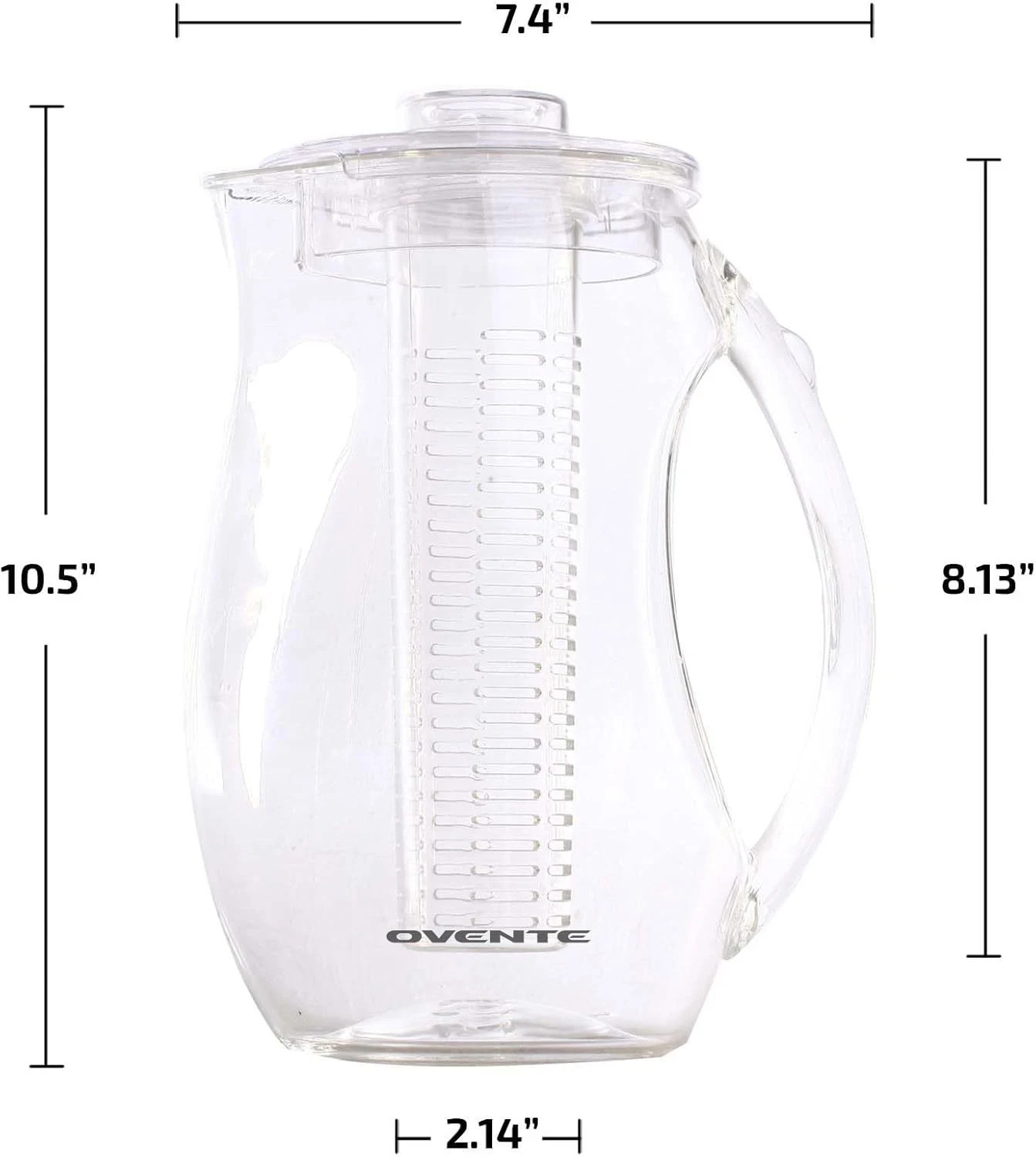 Fruit Infusion Water Pitcher 2.5L/85Oz with Removable Lid and Infuser Rod, Bp...