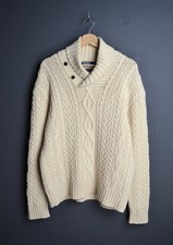 Polo Ralph Lauren Vintage Shawl Collar Sweater M Fisherman Style Knit
