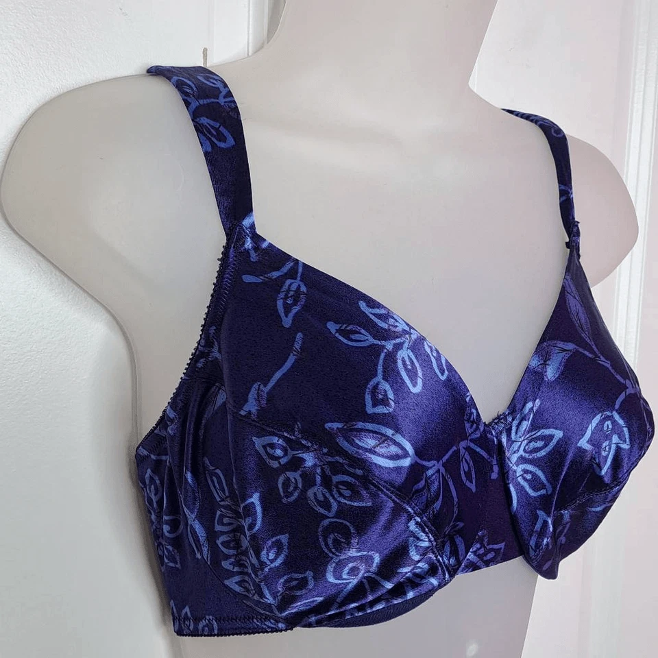Victoria's Secret Vintage Women's Second Skin Blue Satin Matching Floral Set 34D - Image 4 of 4