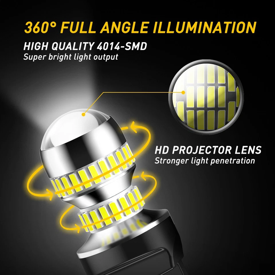 AUXITO 7443 7440 Bombillas LED Coche Retroceso Luces Super Brillantes Blanco 54H Foto 3 de 4