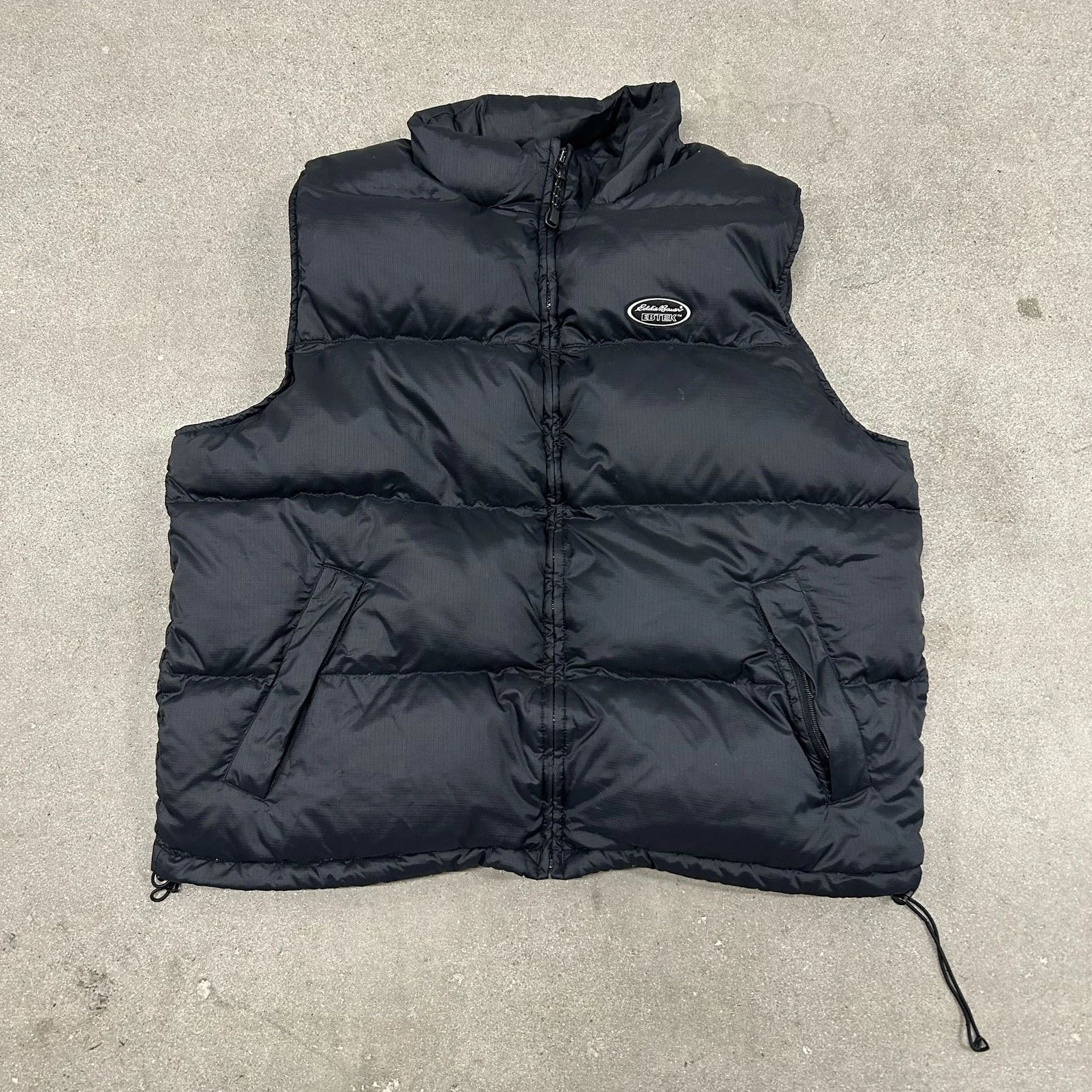 Vintage Eddie Bauer EBTEK Goose Down Puffer Vest Men’s XLarge Black Zip Up