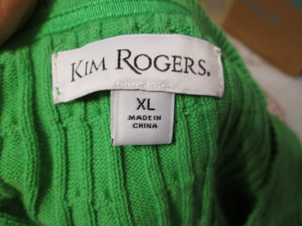Suéter tejido con cable 100 % algodón para mujer Kim Rogers XL verde Foto 4 de 4