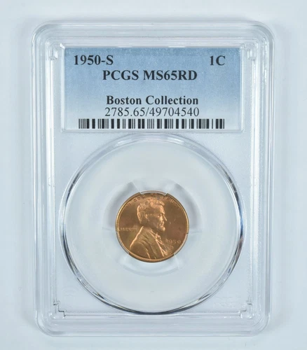 1950-S Lincoln Wheat Cent Boston Collection MS65 RD PCGS Blue Label