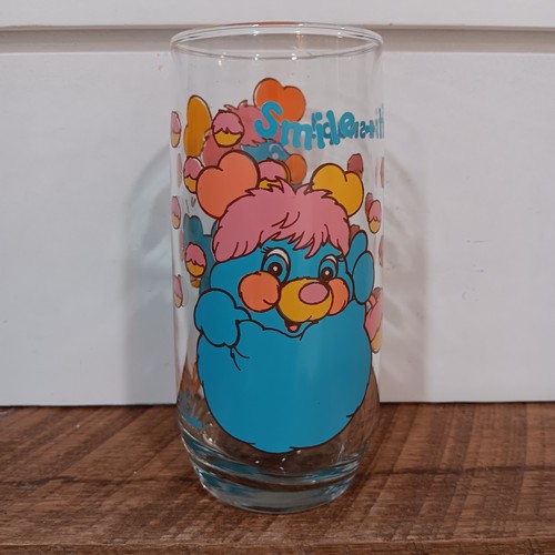 1986 PIZZA HUT P.C. POPPLES GLASS - SMILE - IT'S A SNAP - BLUE