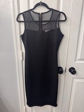 Olivia Matthews Black Sleeveless Sweetheart Shearer Neck Gold Zip Back Bodycon S