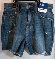 Old Navy Women's High-Rise Slouchy Straight Denim Shorts Distressed Size 12 NWT