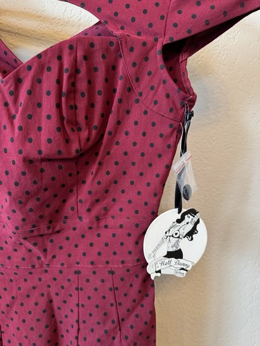 NWT Vintage Y2K Hell Bunny Vixen Dress Red Black Polka Dot Retro Pinup S-M - Picture 2 of 12