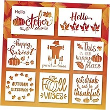 8Pcs Fall Painting Stencils Thanksgiving Drawing Templates Stencils Autumn