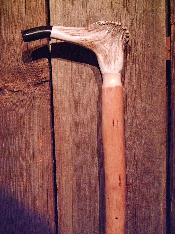 Bastón bastón mango de asta de alce un eje de madera de abedul rojo muy rígido HECHO EN EE. UU. Foto 3 de 4