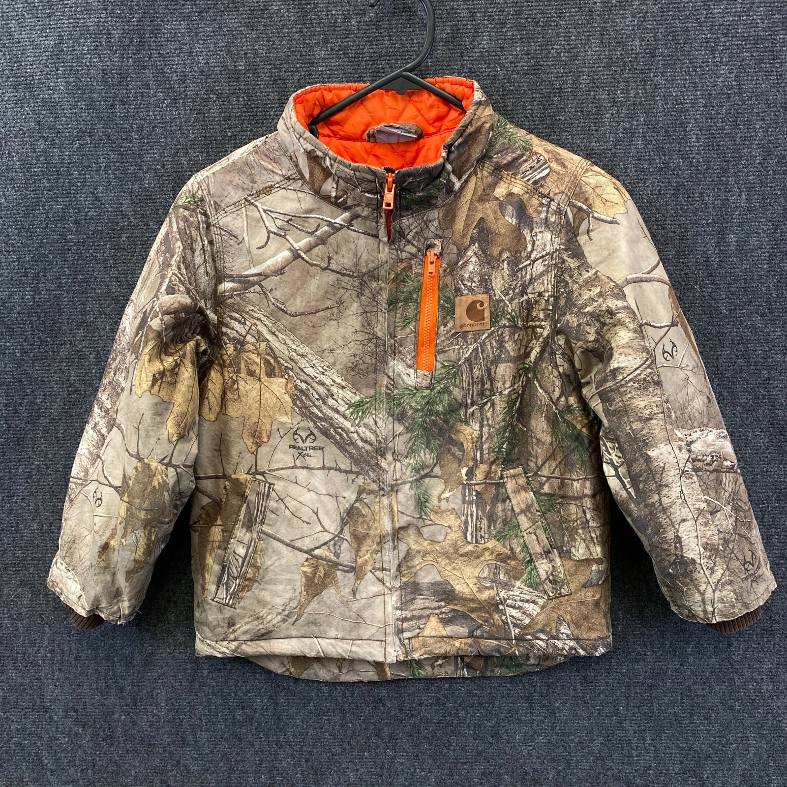 Carhartt Realtree Xtra Camo Boys Full Zip Canvas Jacket Quilted Lined Size XS