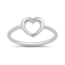 Women’s Heart Simple Promise Ring 925 Sterling Silver Band