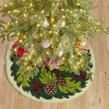 Herrschners Holly Pine Tree Skirt Latch Hook Kit