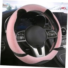 Fluffy Steering Wheel Cover, Cute Fuzzy Steering Wheel Cover Soft Round Pink
