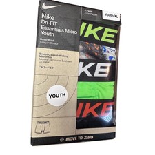 Nike Youth XL Dri-FIT Essential Micro Boxer Briefs 3 Pack Black Green 9N0845-E7O