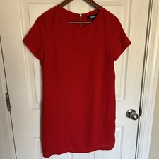 Lulus Dress Women Size M Red Short Sleeve Sheath Short Dress Zip Up Back