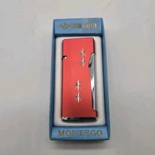 JJJ Montego Butane Cigarette Lighter Red Star Cut Japan Starburst MCM Untested