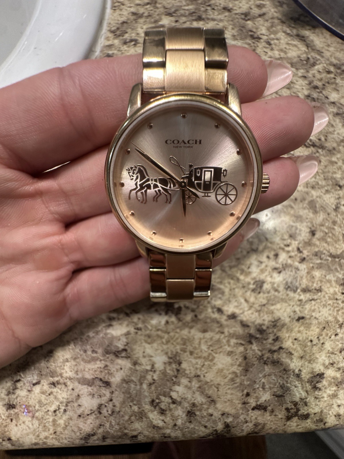 Coach Gold Stainless Steel Quartz Water-Resistant Wristwatch Horse Carriage thumbnail 2