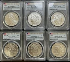2021 Morgan & Peace Silver Dollar 6 Coin Set, First Day Of Issue, PCGS MS 70
