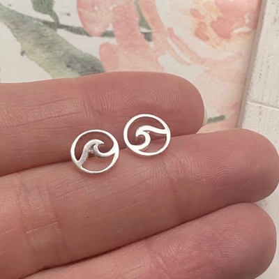 925 Sterling Silber Welle Ohrstecker 14x8mm klein Ozean Stil Geschenk