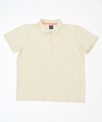 CELIO Mens Short Sleeve Polo Shirt XL Beige Cotton Vintage SQ06