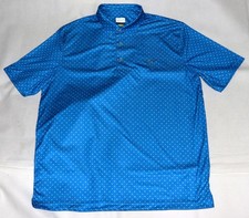 Greg Norman Play Dry Men's Short Sleeve Golf Polo Blue Geometric Shirt Size XL