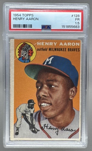 151855683 Henry Hank Aaron 1954 Topps #128 Rookie RC PSA 1.5