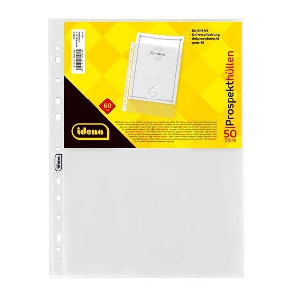 Idena ProspekthüLlen Aus Kunststoff Genarbt 60µ Din A4 50 StüCk 376018-image