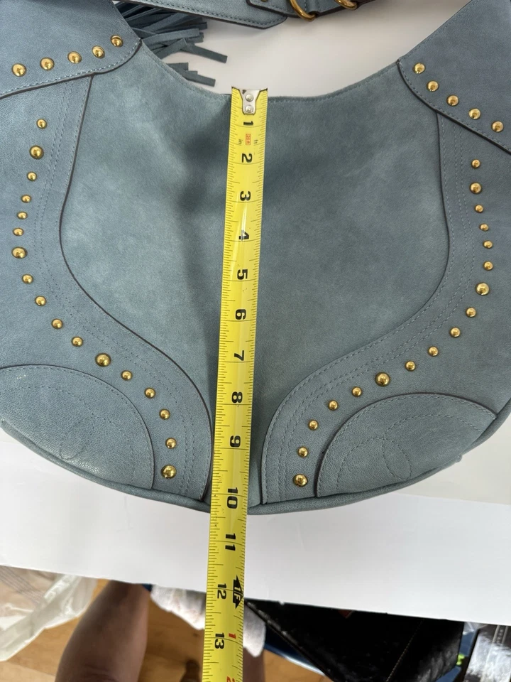 Jessica Simpson Large Raven Hobo Shoulder Bag Purse Suede Accent Gold Hardware - Image 4 of 4