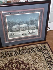 Michel Delacroix Framed Print Titled Winter Chase Plate Signed Framed