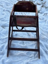 VINTAGE WOODEN HIGH CHAIR restaurant style in cherry used
