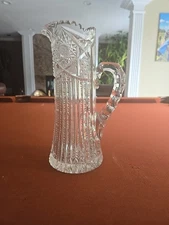 Rare Slender Jug Pitcher American Brilliant Period Cut Glass Crystal Straus 1903