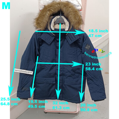 HOLLISTER FAUX FUR LINED PARKA JACKET COAT NAVY BLUE MENS SIZE